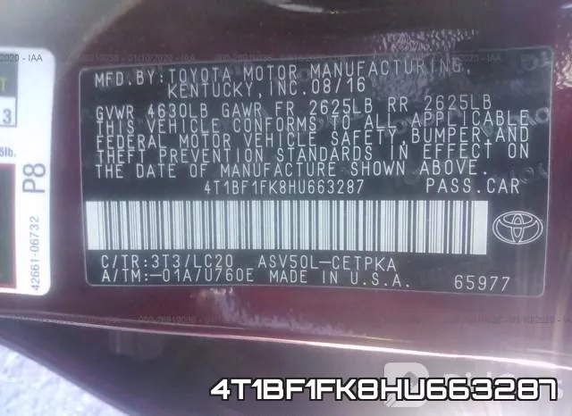 4T1BF1FK8HU663287 фото 10