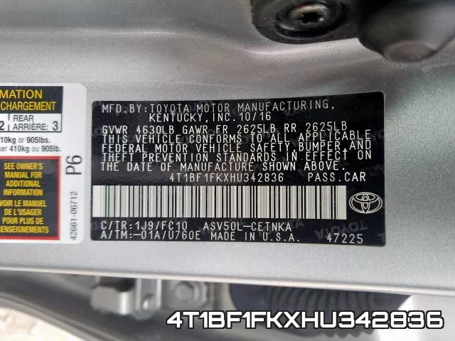 4T1BF1FKXHU342836 фото 2