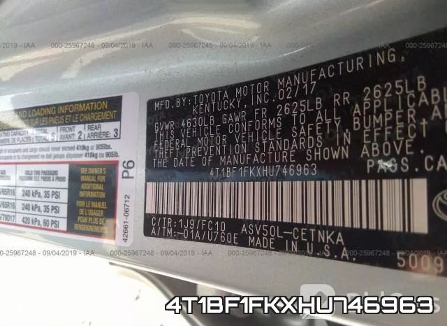4T1BF1FKXHU746963 фото 10