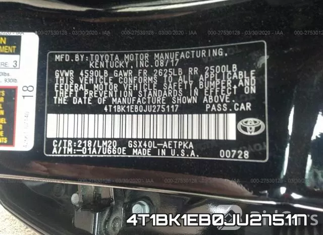 4T1BK1EB0JU275117 фото 10