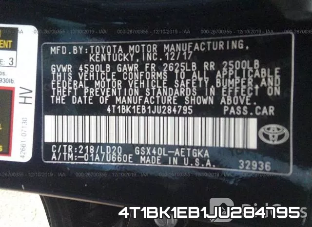 4T1BK1EB1JU284795 фото 10