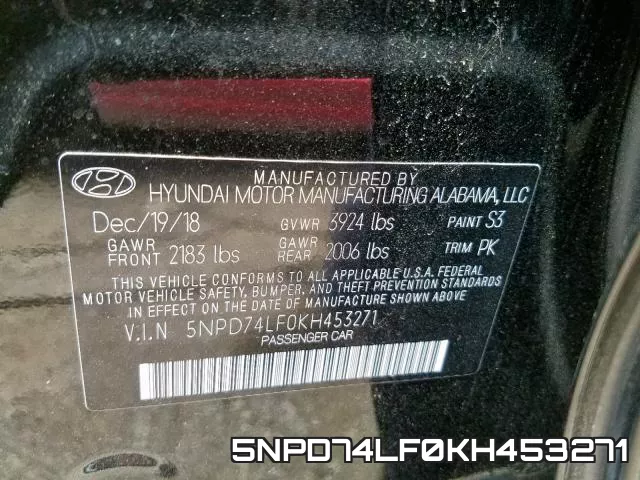 5NPD74LF0KH453271 фото 2