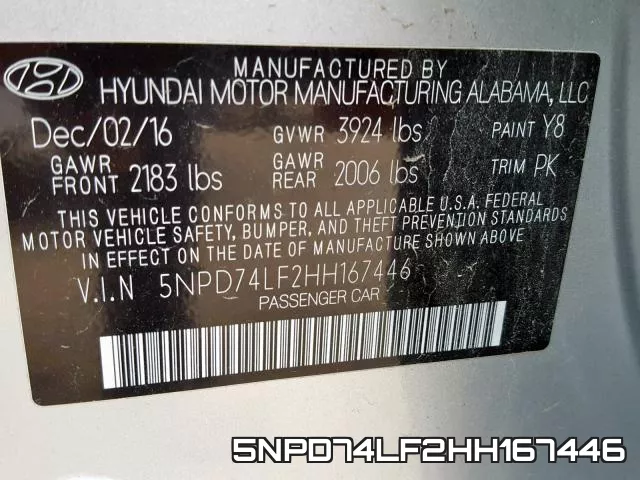 5NPD74LF2HH167446 фото 2