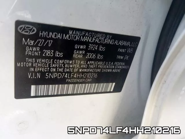 5NPD74LF4HH210216 фото 2