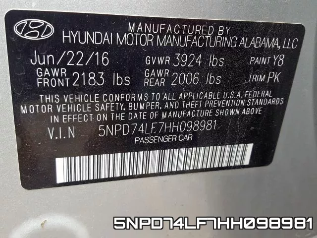 5NPD74LF7HH098981 фото 2