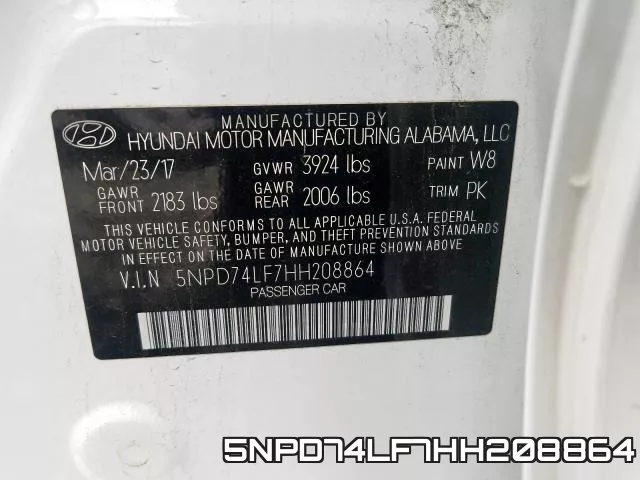 5NPD74LF7HH208864 фото 2