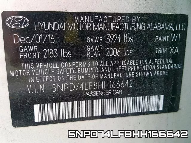 5NPD74LF8HH166642 фото 2