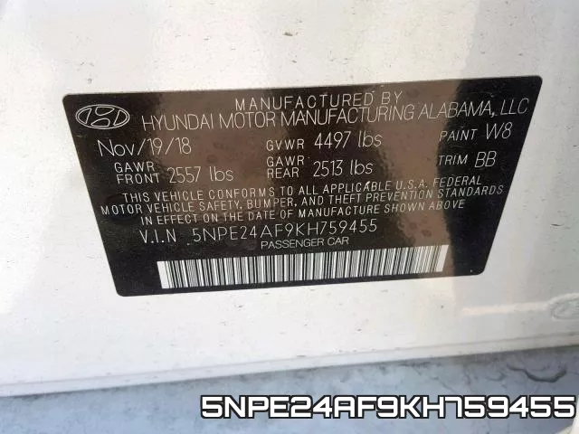 5NPE24AF9KH759455 фото 2