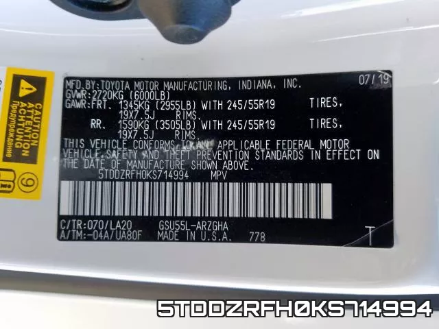 5TDDZRFH0KS714994 фото 2
