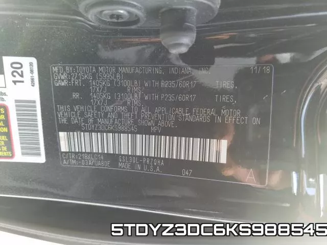 5TDYZ3DC6KS988545 фото 2