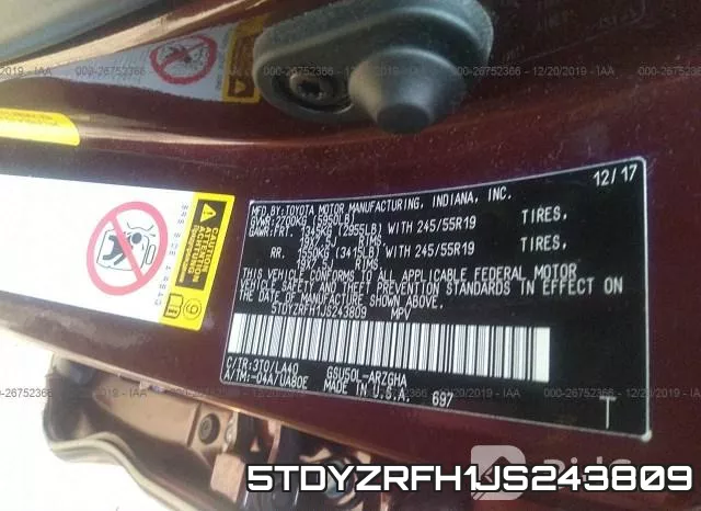 5TDYZRFH1JS243809 фото 10