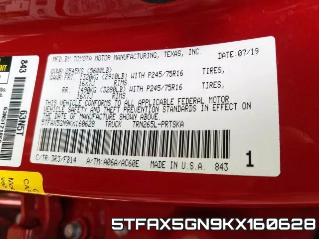 5TFAX5GN9KX160628 фото 2