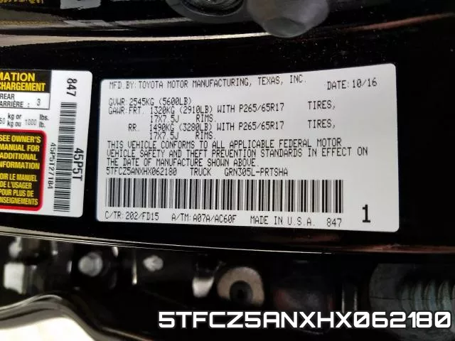 5TFCZ5ANXHX062180 фото 2