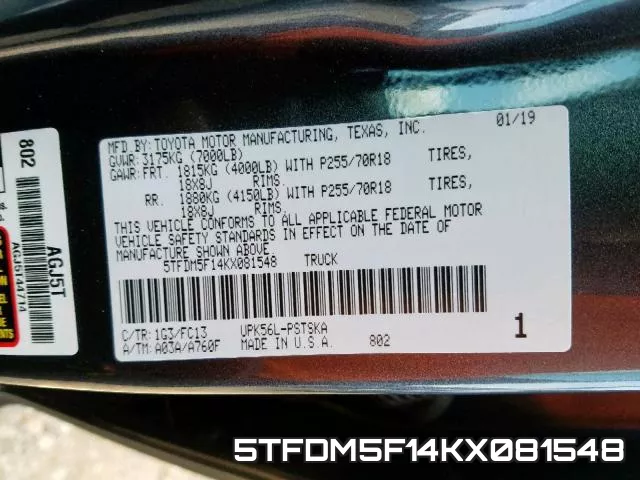 5TFDM5F14KX081548 фото 2