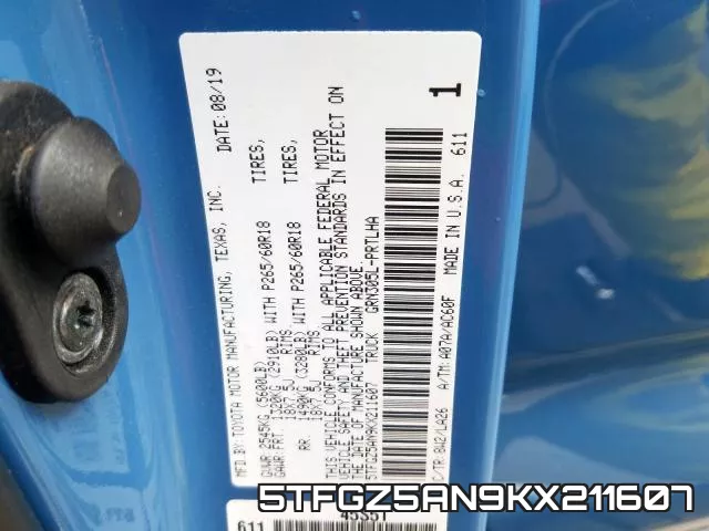 5TFGZ5AN9KX211607 фото 2