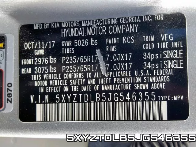 5XYZTDLB5JG546355 фото 2