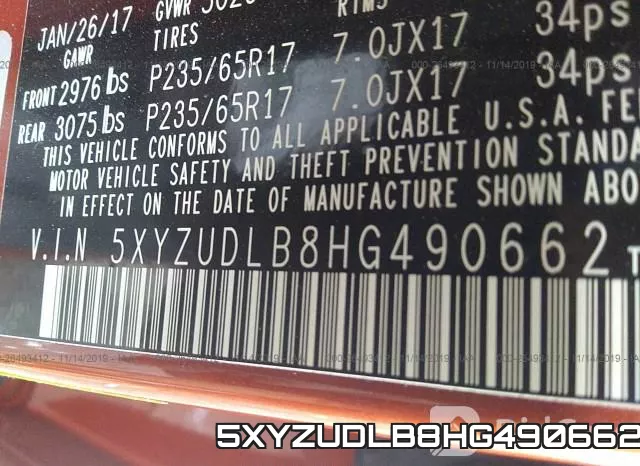 5XYZUDLB8HG490662 фото 10