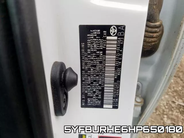 5YFBURHE6HP650180 фото 2