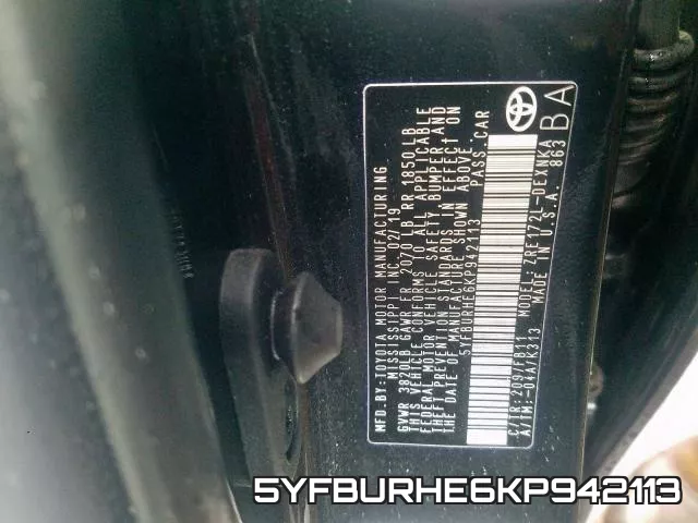 5YFBURHE6KP942113 фото 2