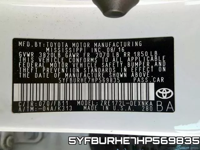 5YFBURHE7HP569835 фото 2