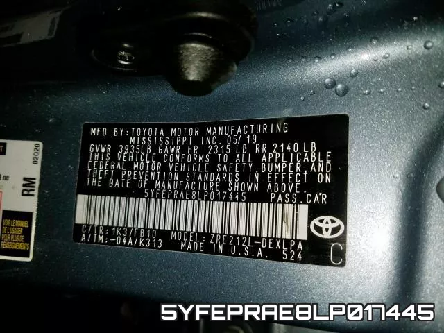 5YFEPRAE8LP017445 фото 2