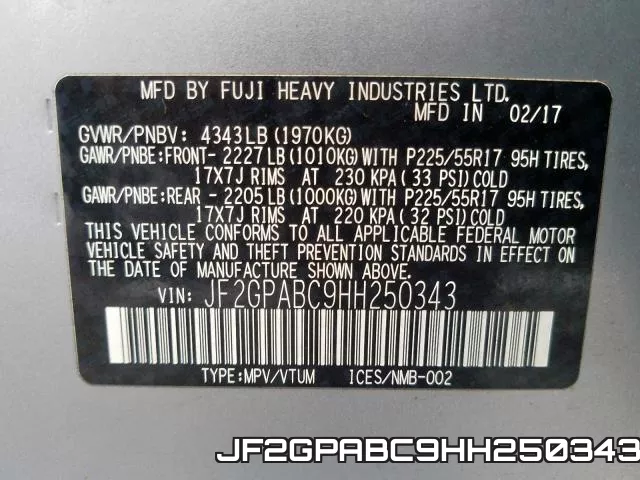 JF2GPABC9HH250343 фото 2