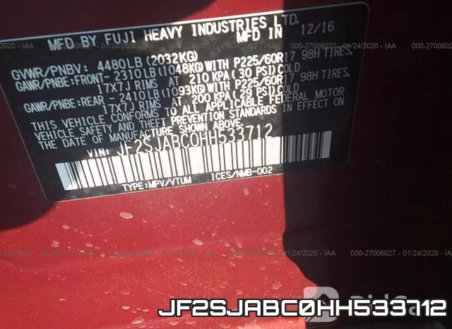 JF2SJABC0HH533712 фото 10