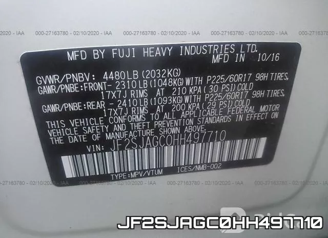 JF2SJAGC0HH497710 фото 10