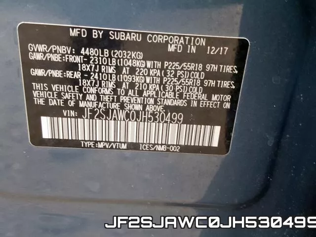 JF2SJAWC0JH530499 фото 2