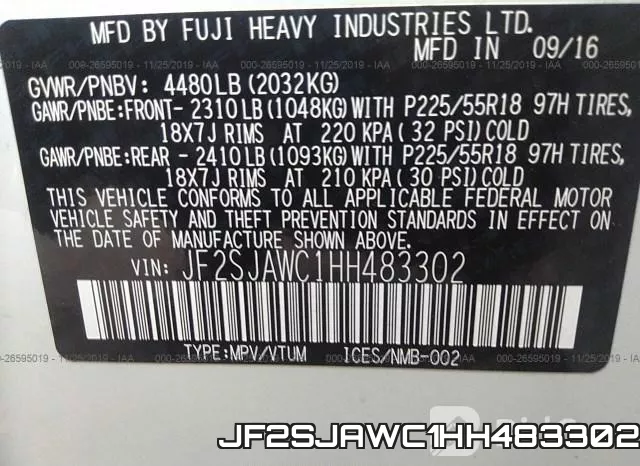 JF2SJAWC1HH483302 фото 10
