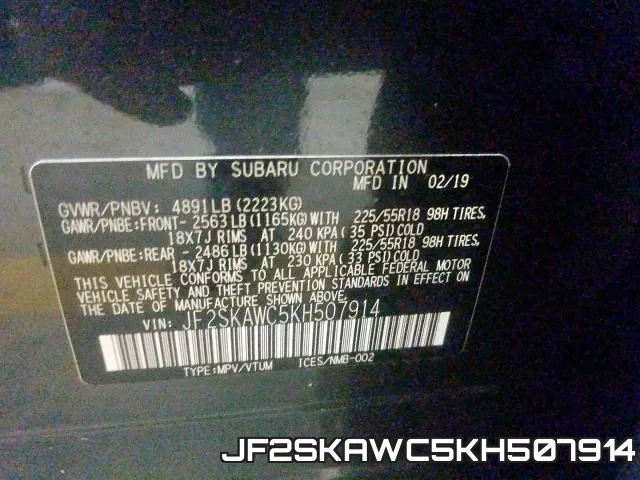 JF2SKAWC5KH507914 фото 2