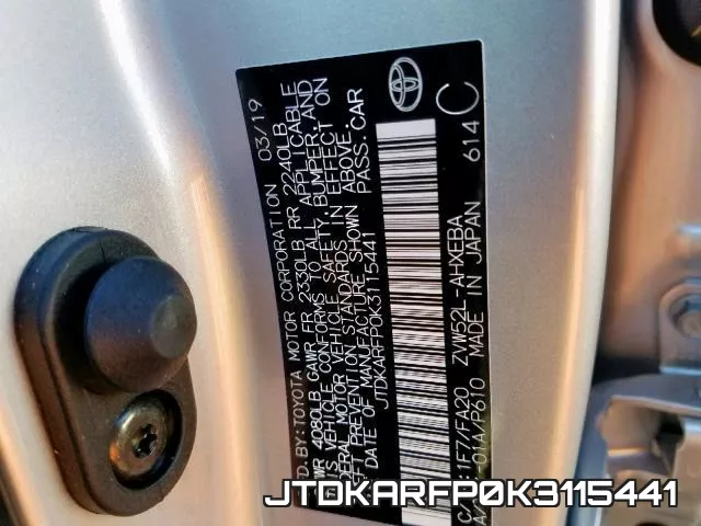 JTDKARFP0K3115441 фото 2