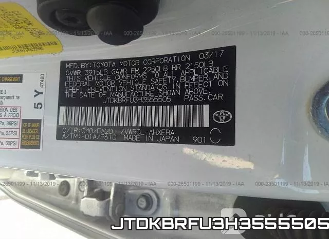 JTDKBRFU3H3555505 фото 10