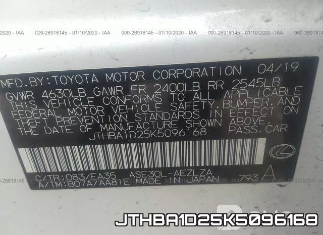 JTHBA1D25K5096168 фото 10