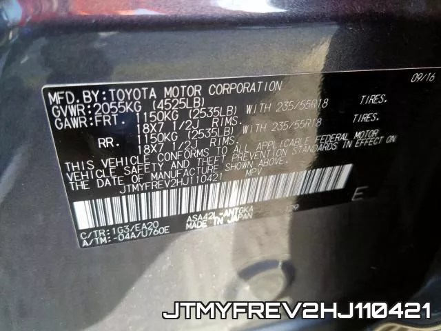 JTMYFREV2HJ110421 фото 2
