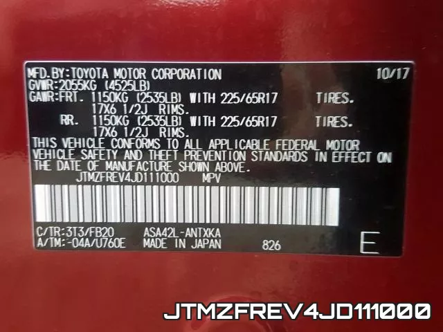 JTMZFREV4JD111000 фото 2