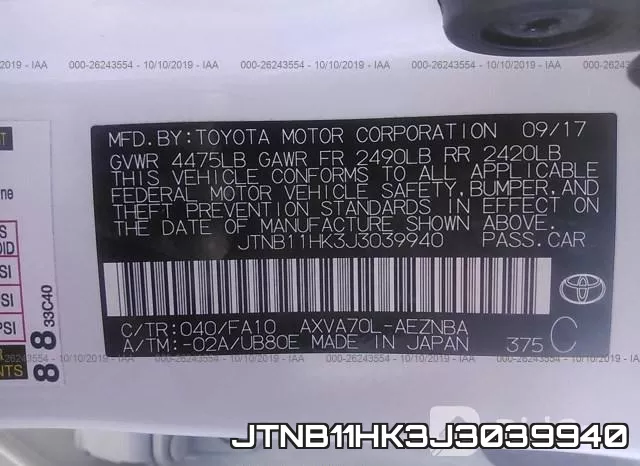 JTNB11HK3J3039940 фото 10