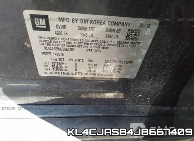 KL4CJASB4JB667409 фото 10