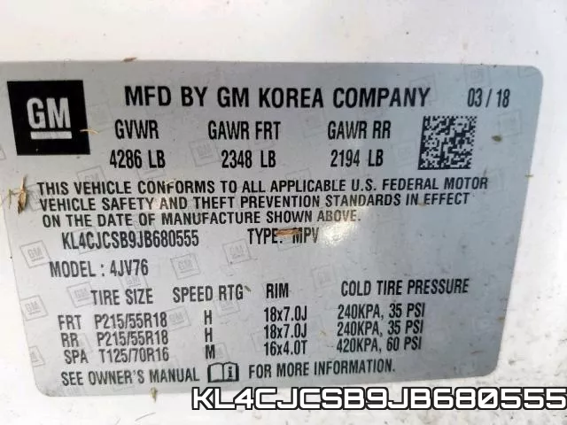 KL4CJCSB9JB680555 фото 2