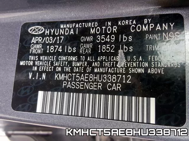 KMHCT5AE8HU338712 фото 2