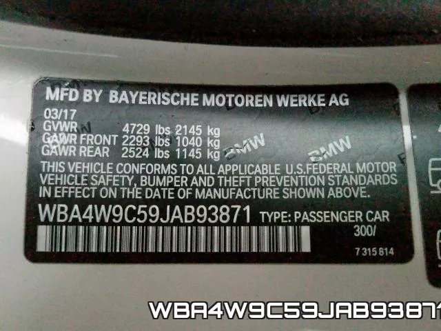 WBA4W9C59JAB93871 фото 2
