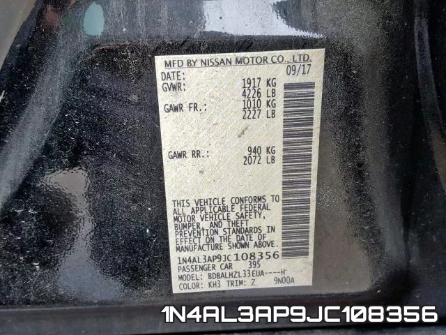1N4AL3AP9JC108356 фото 2