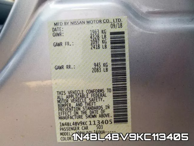 1N4BL4BV9KC113405 фото 2