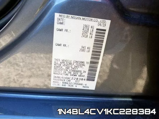 1N4BL4CV1KC228384 фото 2