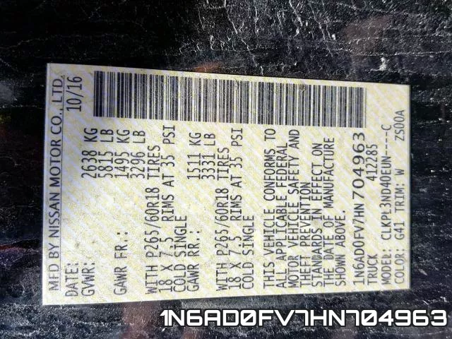 1N6AD0FV7HN704963 фото 2