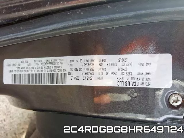 2C4RDGBG8HR649724 фото 2