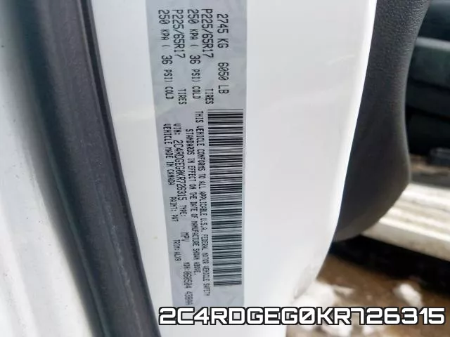 2C4RDGEG0KR726315 фото 2