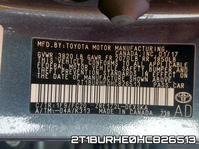 2T1BURHE0HC826513 фото 2