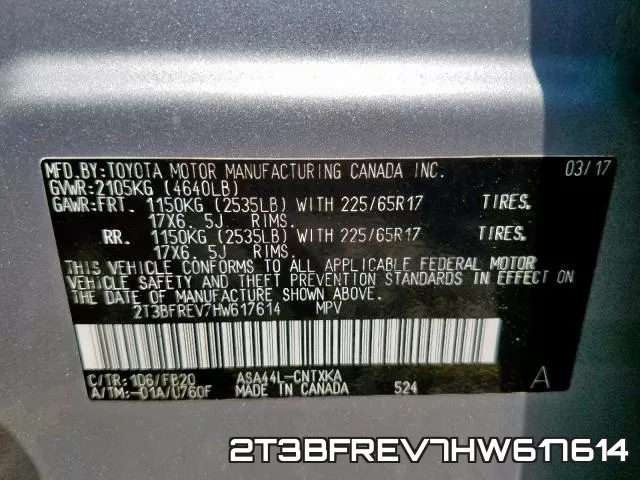 2T3BFREV7HW617614 фото 2