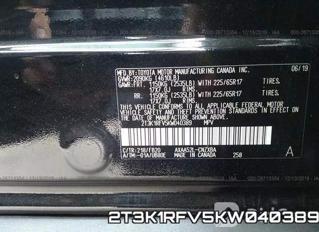 2T3K1RFV5KW040389 фото 10